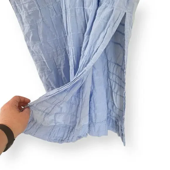 Free People Dress Agatha Midi Blue Long Oversize Boho Textured Lagenlook Medium - Picture 6 of 11